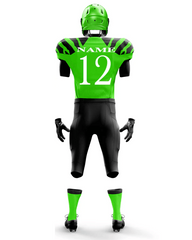 Green and black football uniform with number 12 on a white background