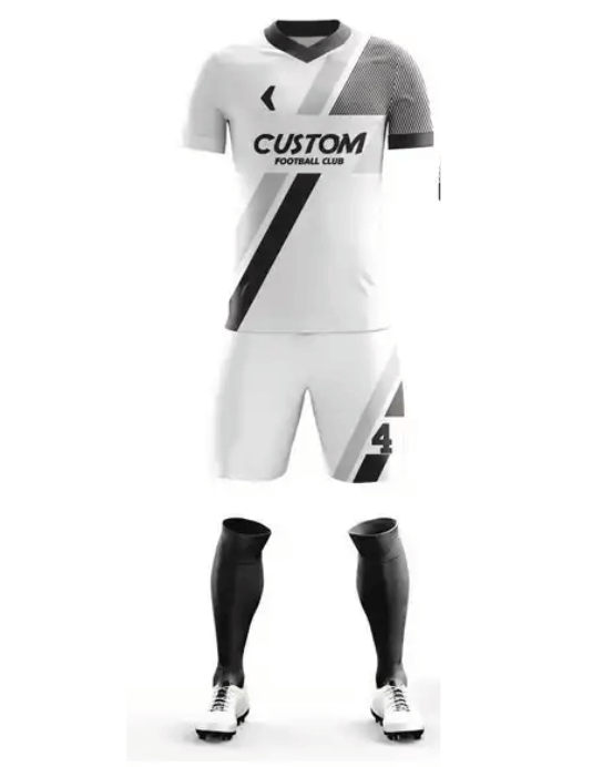 White sports uniform with black accents on a white background