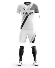 White sports uniform with black accents on a white background